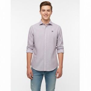 LRL Ralph Lauren Boy Size 16 Button Up Long Sleeve Checkered Shirt Pink Blue